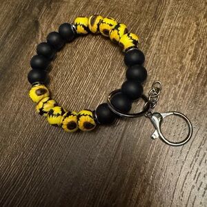 Sunflower Silicon Beaded Keychain Bracelet